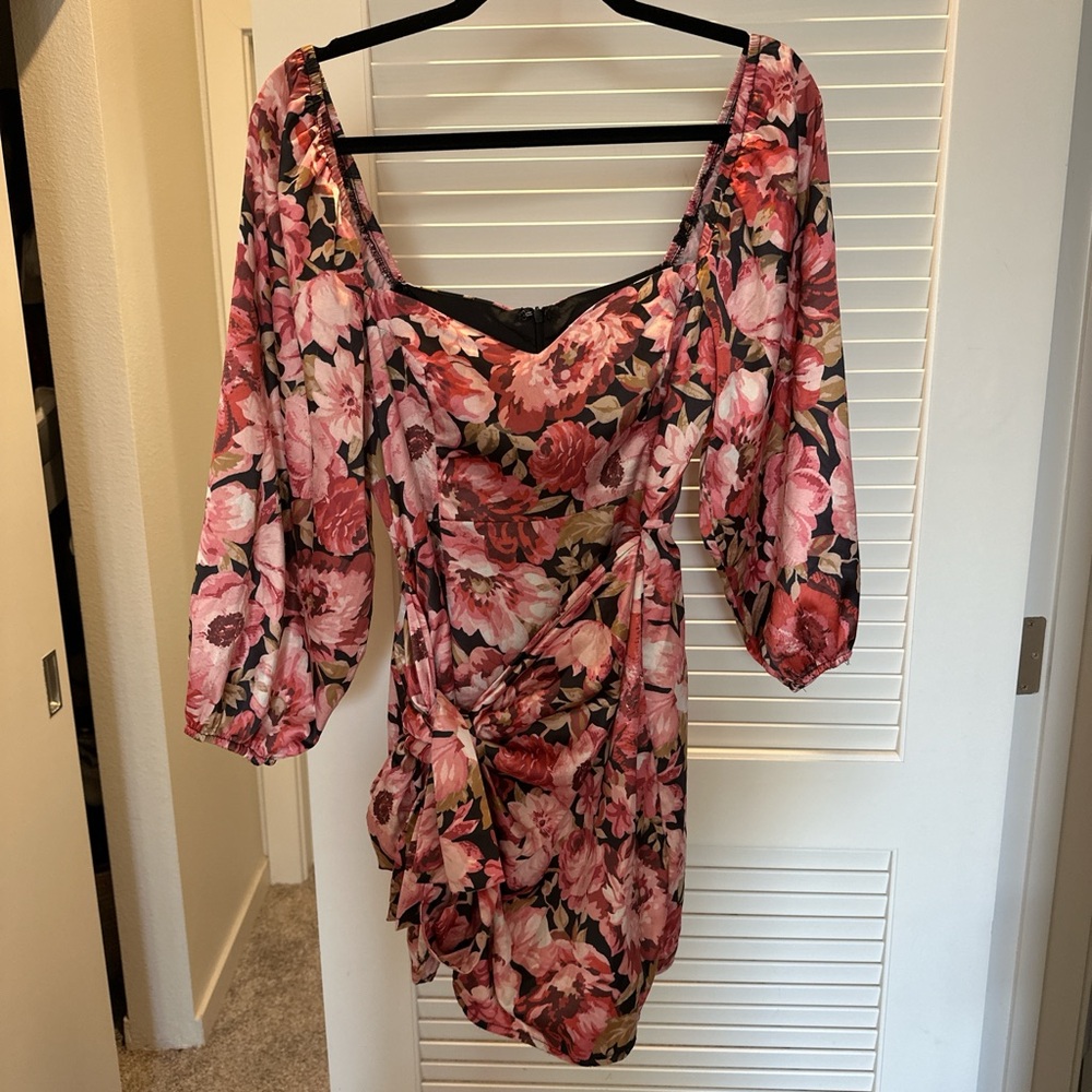 Showpo Pink and Black Floral Dress